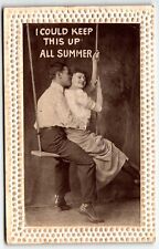 Romance Humor Postcard I Could Keep this Up All Summer Couple on Swing PM 1910 picture