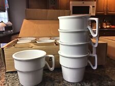 VTG 1970’s Lillian Vernon WHITE RESTAURANT WARE Stacking Coffee Mugs Cups 12 NEW picture