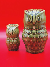 2 Ceramic Green Owl/Owlet Figurines Pier One-Abstract Minimalist Large & Small picture