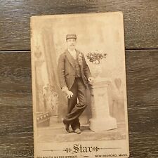 1880s New Bedford Massachusetts MTA Man Trolley CABINET CARD PHOTO PHOTOGRAPH picture