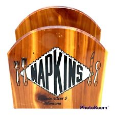 Vintage Mid Century Modern Diner Wood Napkin Holder Souvenir Montana Kitschy picture