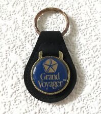 Vintage Keychain CHRYSLER GRAND VOYAGER Key Fob Ring FAUX SUEDE LEATHER & METAL picture