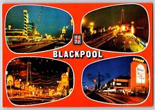 Postcard Blackpool England Buildings and Street Views at Night  picture