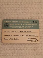 1956 American Society for Technion Israel Institute Technology Membership Card picture