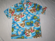 Vintage RJC Hawaiian Shirt Mens M Blue Short Sleeve USA Islands Button Up Aloha picture