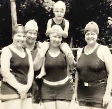Women by The Pool  Photo BW Vintage Photograph Snapshot Girls Ladies Swimsuits picture