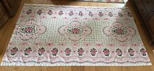 Large Vintage Rectangular Tablecloth 97”x 58” Floral  Pink Roses Flowers picture