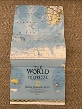 ⫸ 1996 February WORLD PHYSICAL & POLITICAL National Geographic Map picture