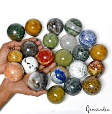 Superb Wholesale 6 Kg /22 Pcs Natural Untreated Bi Color Multi Gems Sphere Lot picture