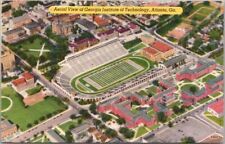 c1940s GEORGIA TECH Atlanta Ga. Postcard Football Stadium Aerial View / Linen picture
