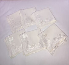 Set of 6 Ivory Colored Napkins Floral Embroidered Look 11” X 12” picture