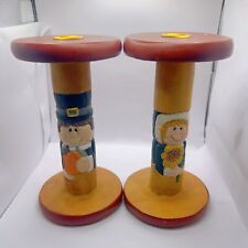 Two Handcrafted Wooden Candle Holder Made By Eddie Walker picture