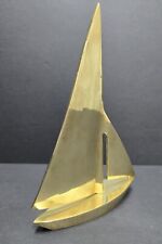 Vintage Solid Brass Sailboat Statue Figurine Desktop Decor Paperweight  picture