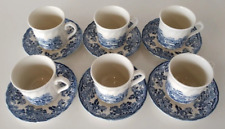 CHURCHILL - TONQUIN BLUE - FLAT CUPS & SAUCERS - SET OF 6 - ENGLAND picture