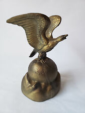 Beautiful Vtg Brass Eagle On Globe World Sculpture Figure  6 5/8 Inches Tall  picture