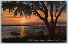 A141 Vintage Scenic Postcard Sunset At Baywood Park Panama City Florida Posted picture