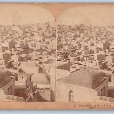 1897 Jerusalem, Palestine City of Zion Stereoview Real Photo Israel Zionism V29 picture