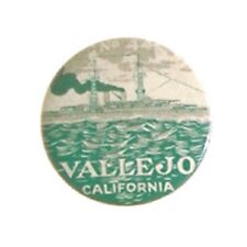 California Souvenir Pinback Vallejo Badge Pin Button Antique #8 NOS CA Vintage picture