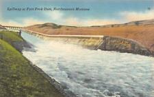 MT, Northeastern Montana  SPILLWAY~FORT PECK DAM  c1940's Tichnor Linen Postcard picture