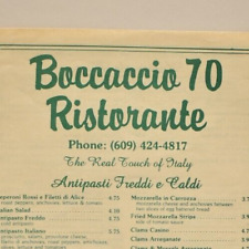 1980s Boccaccio 70 Ristorante South Italian Restaurant Menu Camden New Jersey picture