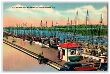 c1940's Sponge Fleet Docks Exterior Ferry Boat Tarpon Springs Florida Postcard picture