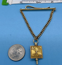 Sigma Iota Epsilon 10K Solid Gold Fraternity Watch Key FOB Pendant on Tie Chain picture