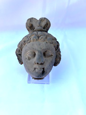 MAGNIFICENT 400 BC EGYPTIAN HAND CARVED STONE HEAD OF THE BOY WITH STAND picture