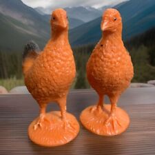 Lot of 2 Vintage Plastic Orange And Black Chickens Hen Rooster Farm 3