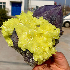 6.16LB Minerals ** LARGE NATIVE SULPHUR OnMATRIX Sicily With+amethyst Crystal picture
