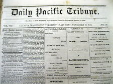 Rare original 1872 Olympia WASHINGTON TERRITORY newspaper THE PACIFIC TRIBUNE picture