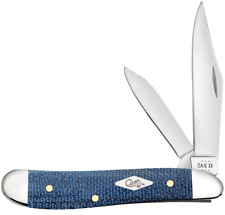 Case xx Knives Peanut Blue Denim Canvas Laminate 60514 Stainless Pocket Knife picture
