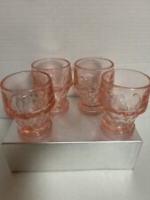 Vintage Depression Pink  Georgian Honeycomb Juice Glasses Set Of 4 EUC picture