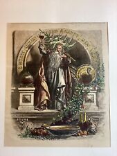Original Harper’s Weekly Dec 31, 1870 Father Time Holiday Print, Hand-colored. picture
