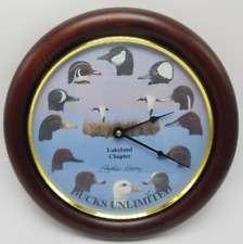 Vintage 1991 Ducks Unlimited Wall Clock Lakeland Chapter Stephen Koury waterfowl picture