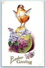 Crookston Minnesota MN Postcard Easter Greeting Egg Bird Flowers Embossed c1910s picture