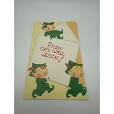 Vintage Get Well Soon Card With Elves 1950s American Greeting picture