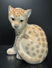 USSR Lomonosov Russian Porcelain Baby Leopard Figurine, 3 3/4