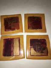 set of 4 Hand Painted Italian Abstract Art Tiles picture