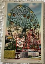 Vintage Amusement Park Postcard Coney Island Ferris Wheel New York NY Antique picture
