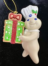 2011 Danbury Mint Pillsbury Doughboy 'GIFT BOX' GLITTER Christmas Tree Ornament picture