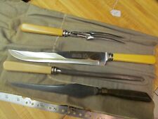 Bernard 101 Cutlers Sheffield England Carving Set, Knives Plus one old Sheffield picture