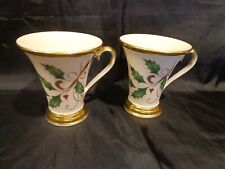 Set of 2 Lenox  Holiday Nouveau Large Holly & Gold, Plaid Ribbon - USA picture