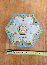 Vintage Tin Decorative Hexagon-Shaped with Hinged Lid Western Germany  picture