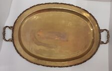 Antique 19th Century, Large Hand Hammered Brass Dual Handle Tray, 25