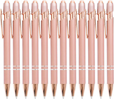 PASISIBICK 12 Pieces Rose Gold Ballpoint Pen with Stylus Tip, 2 in 1 Stylish Met picture
