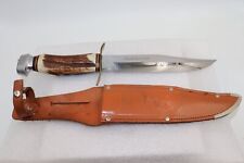 EDGE BRAND SOLINGEN GERMANY BOWIE KNIFE 447 STAG 15 1/4 INCH, sheath picture