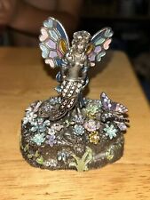 Bejeweled fairy trinket box, Faberge  figurine, with crystals in antique silver picture