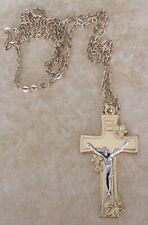 New Unique GP Flower ITALY Crucifix 25 inch chain Catholic Religious Necklace picture