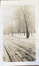 RPPC Snowy Street Scene Winter Roads Real Photo Postcard Vintage picture