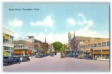 1940 Main Street Business District View Cars Torrington Connecticut CT Postcard picture
